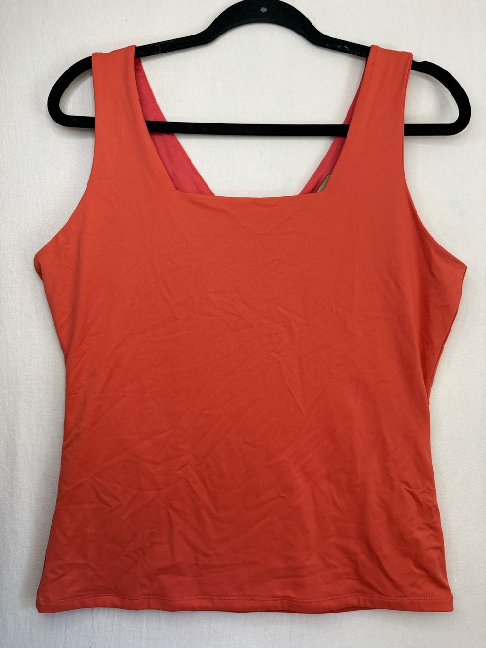 Women's Double Lined Square and V Neck Reversible Tank Top in Coral Large NWT